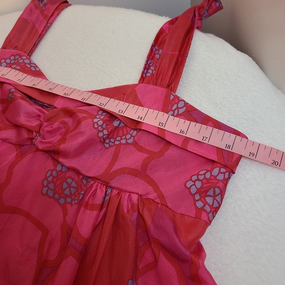 Marc Jacobs 100% Silk Paradise Pink Floral Bubble Hem Dress Size 12 - Picture 8 of 9